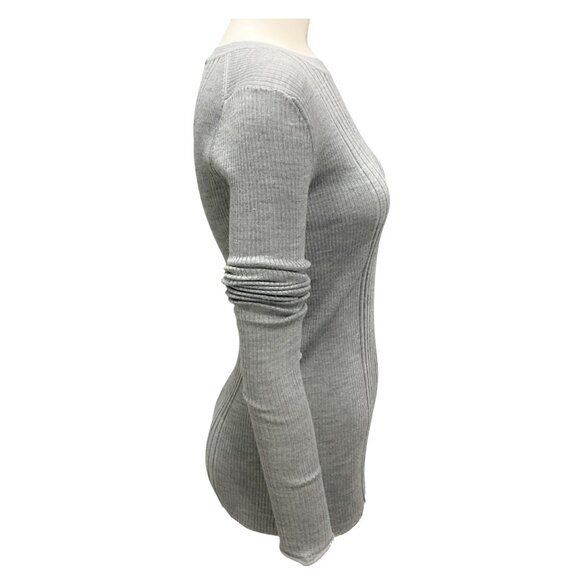 Proenza Schouler Light Grey Melange Superfine Merino Silk Cassidy Sweater - Picture 2 of 4